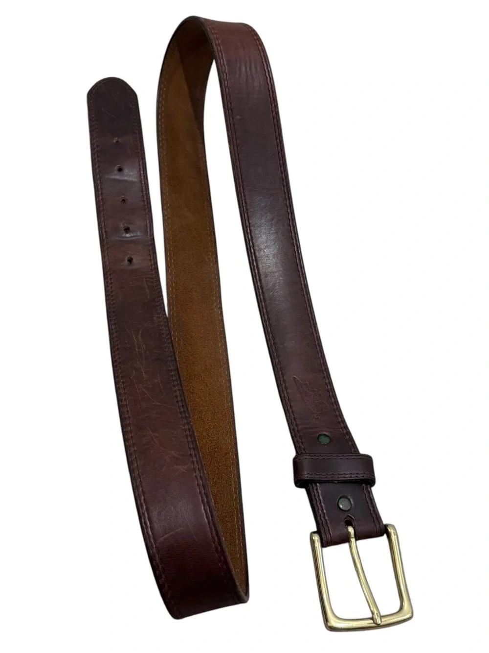 Red Wing Brown Leather Belt Size 44 Solid Brass